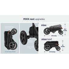 کالسکه نونا میکس نکست با کریر نونا رنگ طوسی با چرم دوزی قهوه ای نچرال nuna mixx next GRANITE+ pipa lite — تصویر ۲