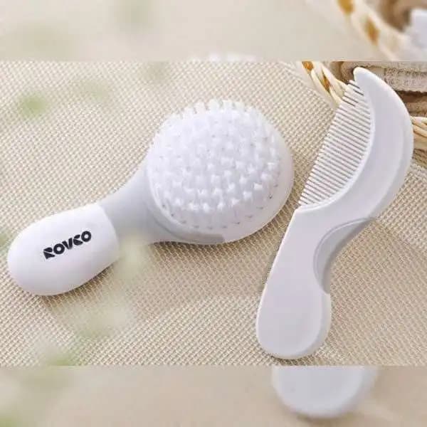 شانه برس نوزادی رووکو بدون موتد زائد BPA FREE رنگ سفید طوسی ROVCO