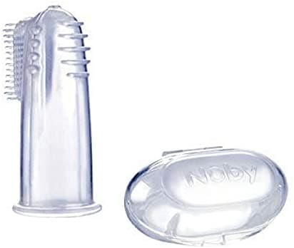 مسواک انگشتی نابی قابدار اصل امریکا با قاب محافظ و بدنه تمام سیلیکون BPA FREE و کیفیت عالی nuby finger tooth brush — تصویر ۲