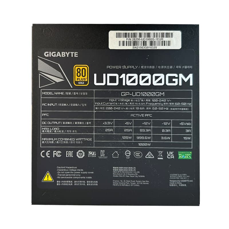 پاور Gigabyte GP-UD1000GM Full Modullar استوک در حد نو گارانتی تا 1411/08 — تصویر ۳