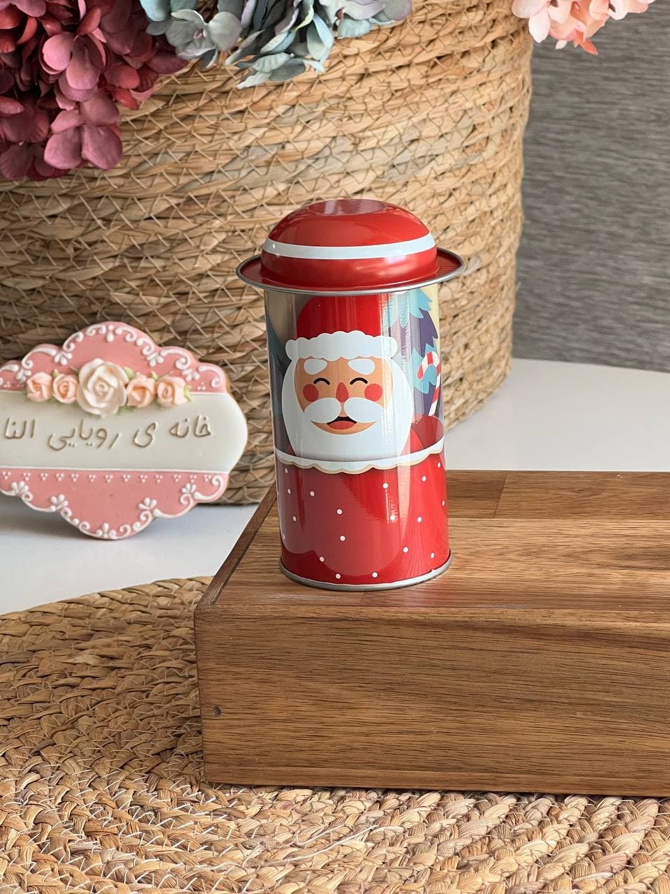 قوطی فلزی فانتزی استوانه طرح کریسمسی کد 1614 و 4289 — تصویر ۵