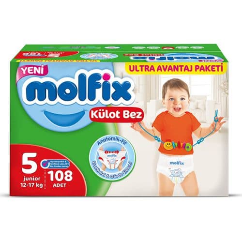 پوشک شورتی مولفیکس سایز 5 بسته 108 عددی ترک