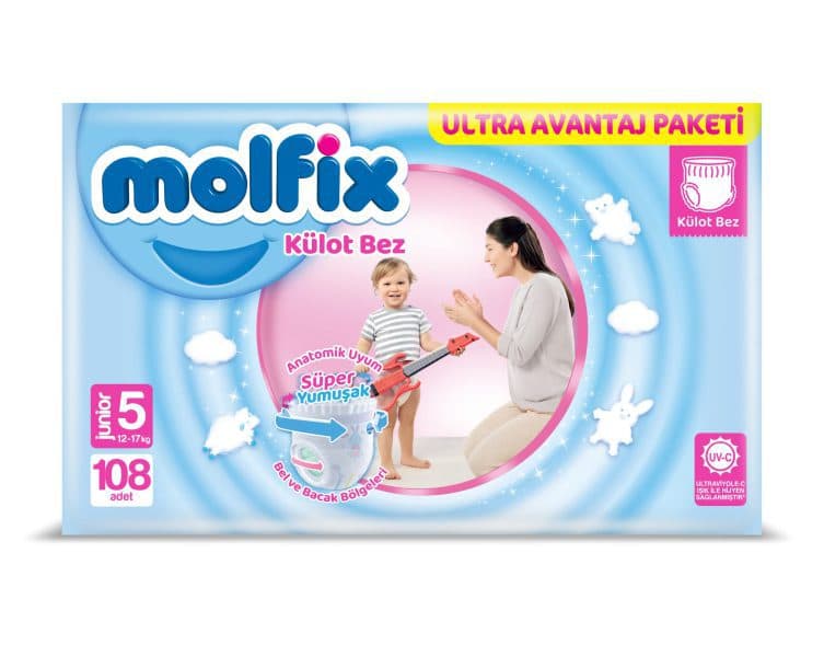 پوشک شورتی مولفیکس سایز 5 بسته 108 عددی ترک — تصویر ۲