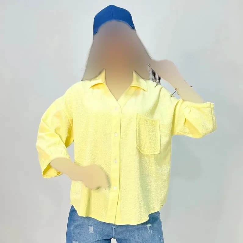 شومیز آستین سه ربع پاستیلی ینزی — تصویر ۸