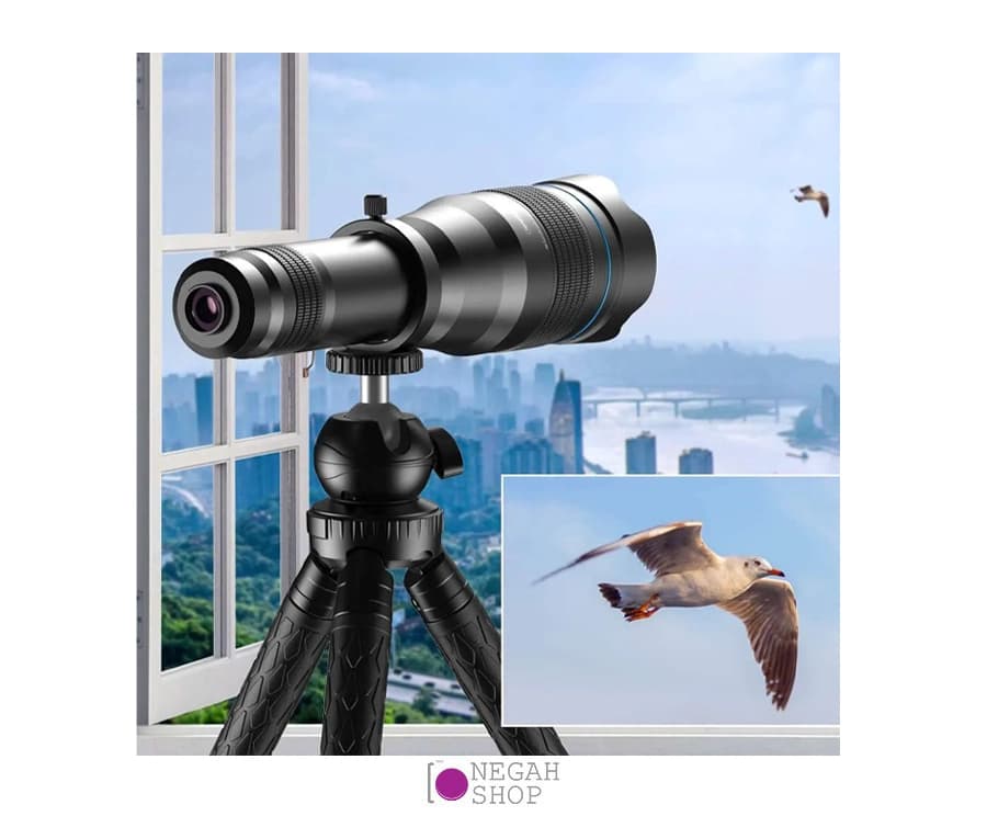 لنز تله گوشی موبایل Apexel JS60X با زوم اپتیکال 60 برابر، منشور BaK4 و سهپایه همراه — تصویر ۸