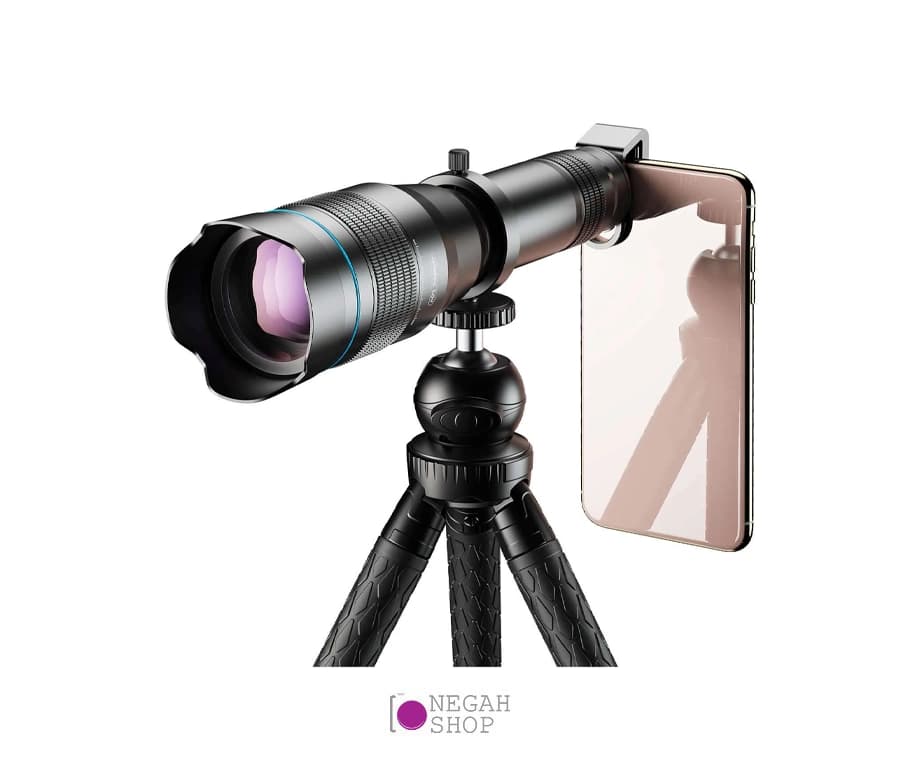 لنز تله گوشی موبایل Apexel JS60X با زوم اپتیکال 60 برابر، منشور BaK4 و سهپایه همراه — تصویر ۳