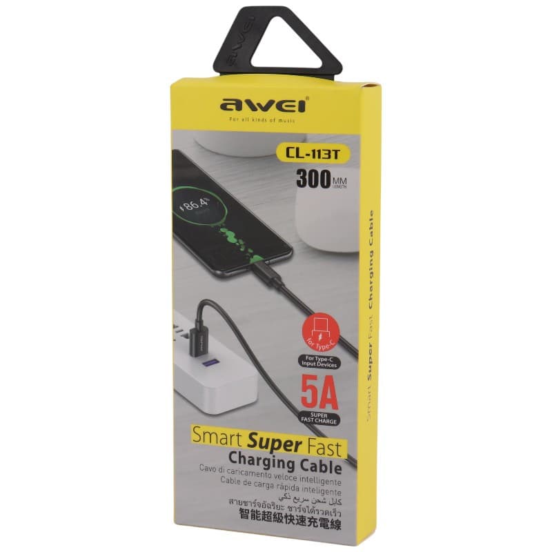 کابل کوتاه تایپ سی فست شارژ 5 آمپر اوی CL-113T طول 30 سانتی متر — تصویر ۵