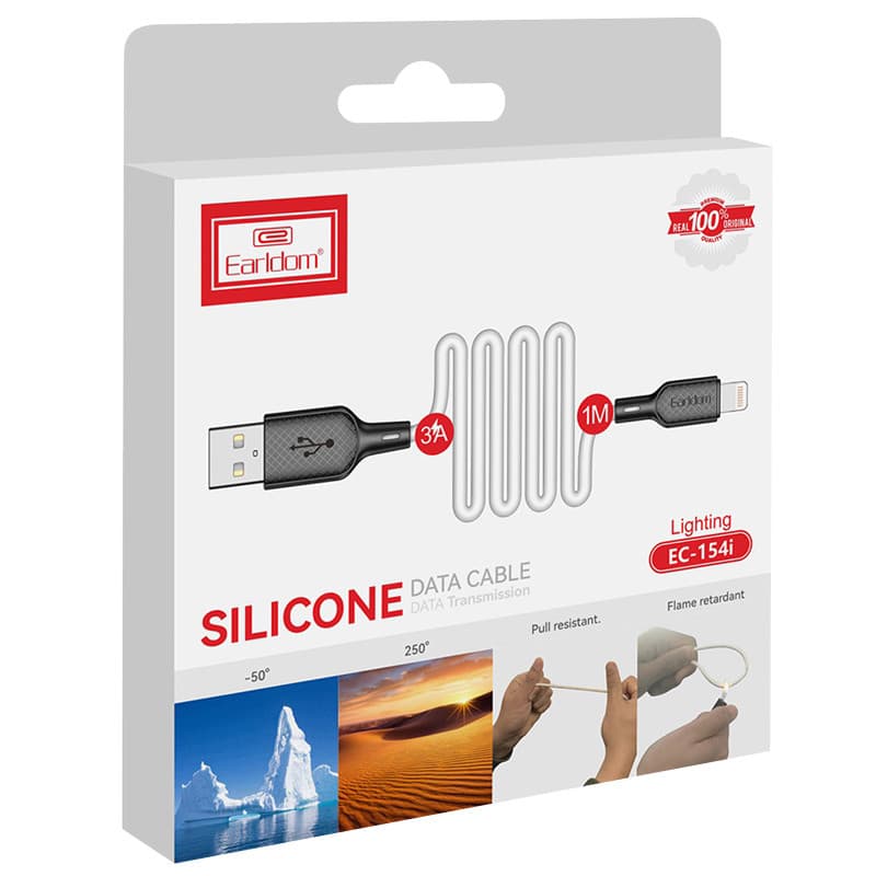 کابل لایتنینگ فست شارژ 3 آمپر ارلدام EC-154i طول 1 متر — تصویر ۷