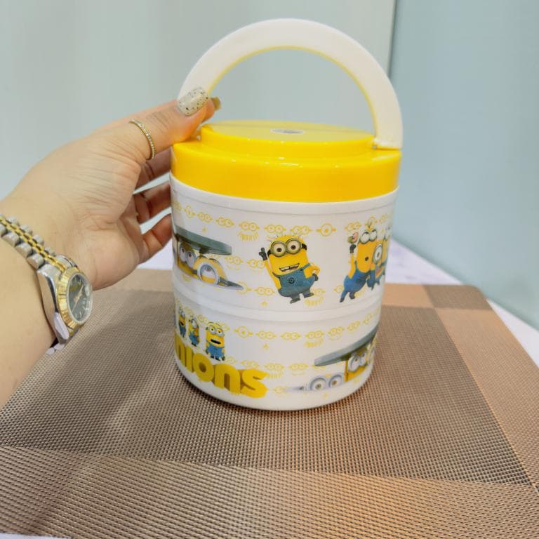 لانچ باکس و ظرف غذای دو طبقه دسته دار کد 1918 — تصویر ۳