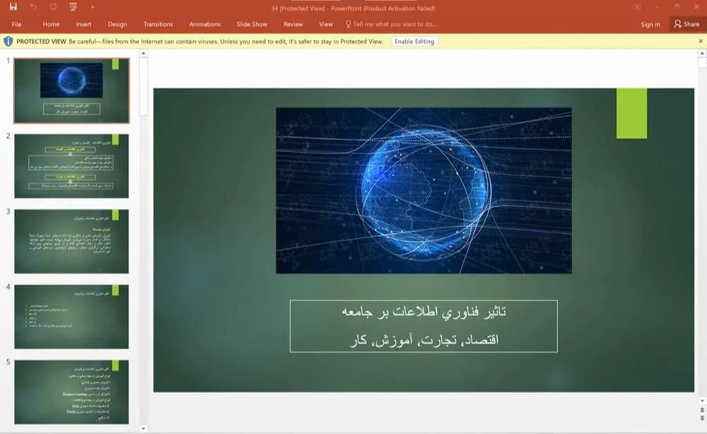 پاورپوینت تاثير فناوری اطلاعات بر جامعه اقتصاد،تجارت،آموزش،كار