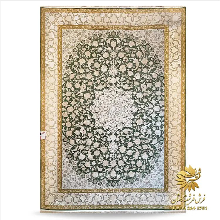 فرش سبز زیتونی 700 شانه وینتیج طلایی 71212ng