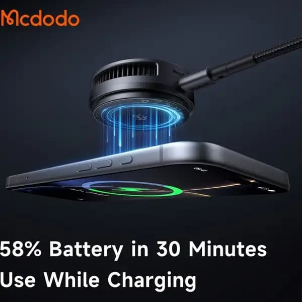 شارژر وایرلس و فن خنک کننده ۲۵ وات مک دودو مدل Mcdodo MagQ Ultra CH-8410 Qi2.2 Magnetic Wireless Charger — تصویر ۴