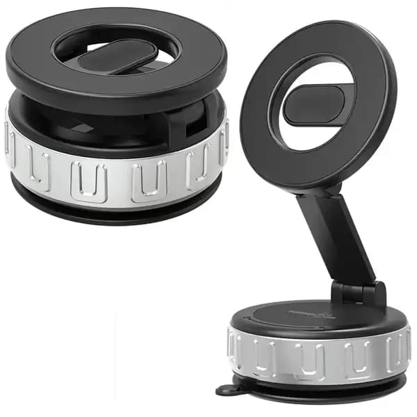 هولدر و نگهدارنده موبایل مگنتی وکیومی خودرو پرودو مدل Porodo Clingx MagSafe Suction Holder PBCT080BK — تصویر ۳