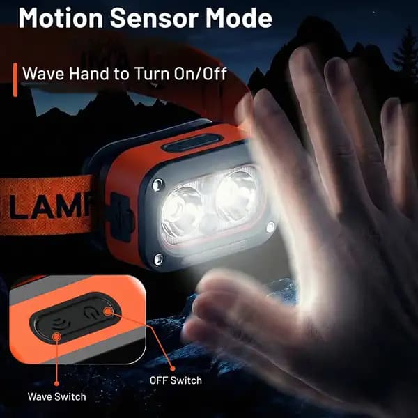 چراغ پیشانی شارژی پرودو مدل Porodo Wave Sensor Rechargeable LED Headlamp PDHDG08OG — تصویر ۸