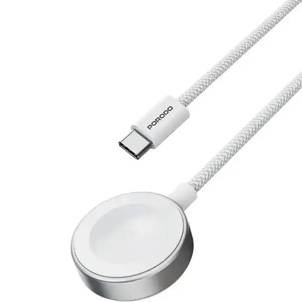 شارژر مگنتی وایرلس ساعت هوشمند پرودو مدل Porodo One Touch Charger Magnetic Watch Charger PDCBL0042WH