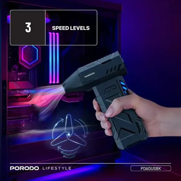 دمنده جت فن ۱۶۰ وات قابل حمل پرودو مدل Porodo Lifestyle Turbo Blast Portable Air Blower — تصویر ۶