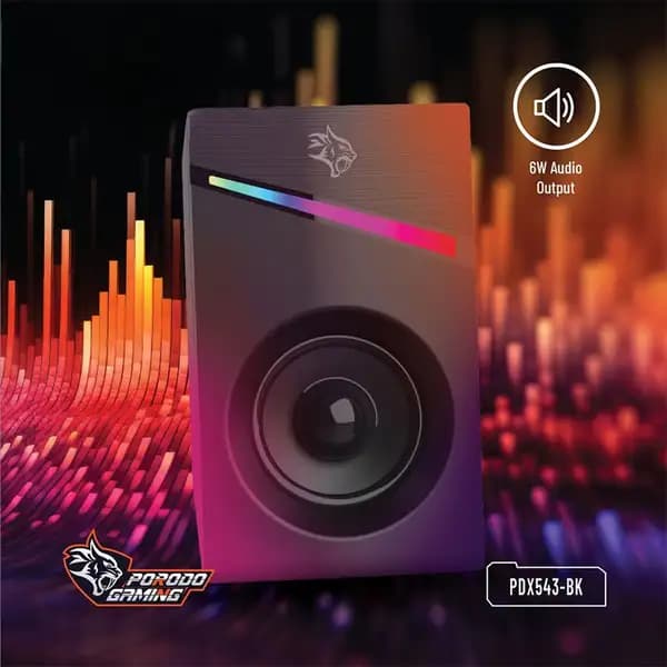 اسپیکر گیمینگ استریو با سیم پرودو مدل Porodo Stereo Gaming Speakers PDX543 — تصویر ۴