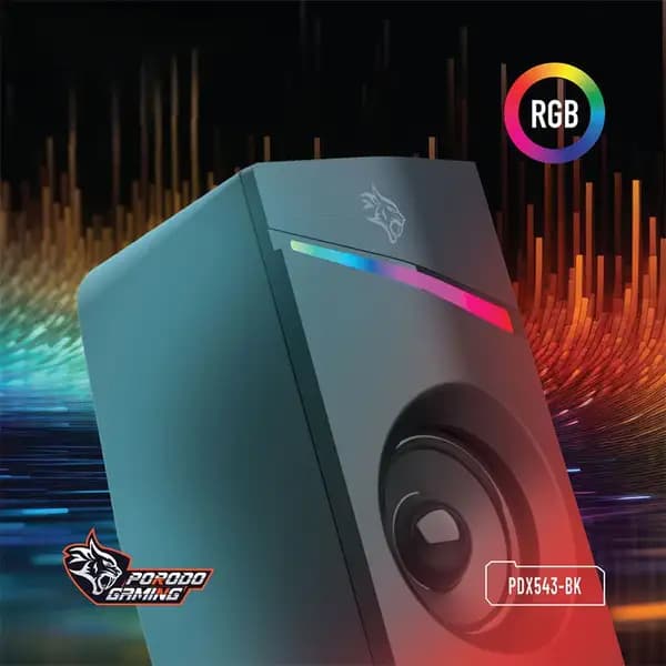 اسپیکر گیمینگ استریو با سیم پرودو مدل Porodo Stereo Gaming Speakers PDX543 — تصویر ۶