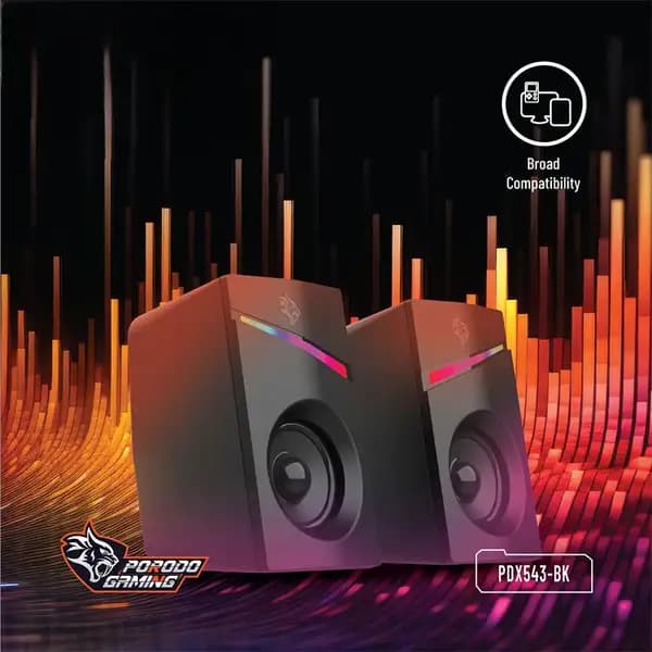اسپیکر گیمینگ استریو با سیم پرودو مدل Porodo Stereo Gaming Speakers PDX543 — تصویر ۵