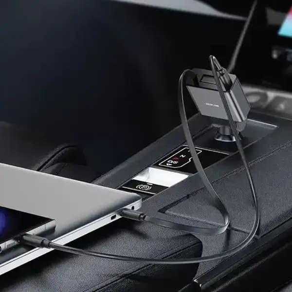 شارژر فندکی ۷۵ وات با کابل جمع‌شونده گرین لاین مدل Green Lion Retractable Car Charger GNRT75WCCGY — تصویر ۲