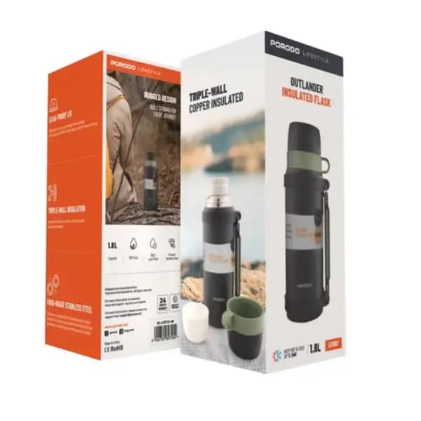 فلاسک پرودو مدل Porodo Outlander 1800ml SS Vacuum Bottle — تصویر ۳