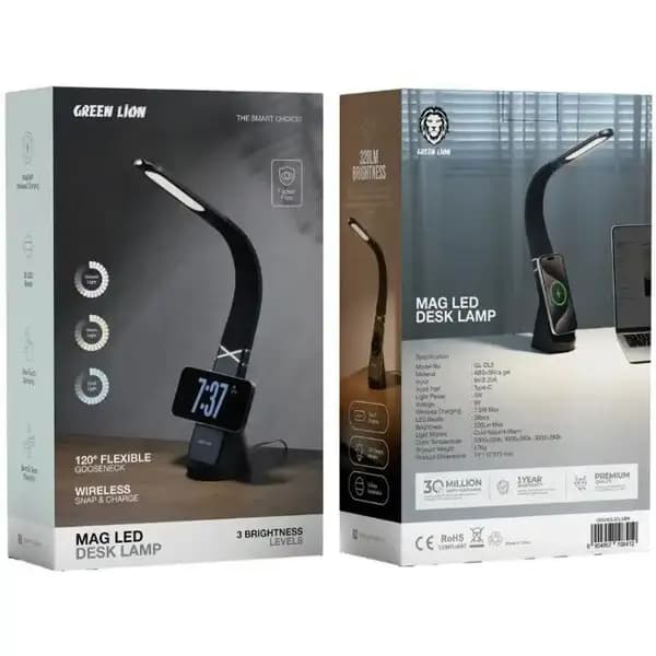 چراغ مطالعه LED با شارژ بی‌سیم گرین لاین مدل Green Lion Mag LED Lamp GNMAGLEDLMBK — تصویر ۳