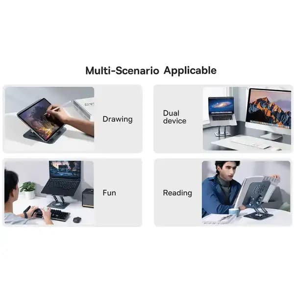 استند رومیزی لپ تاپ و تبلت بیسوس Baseus Ultrastable Pro Series BS-HP017 با بدنه آلومینیومی و چرخش 360 درجه — تصویر ۶