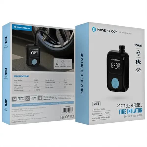 پمپ باد قابل حمل پاورولوژی مدل Powerology Portable Electric Tire Inflator — تصویر ۴
