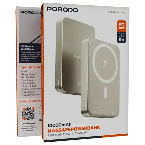 پاوربانک 10000 هزار 20 وات مگ سیف پرودو مدل Porodo Ravo 10000mAh MagSafe — تصویر ۳