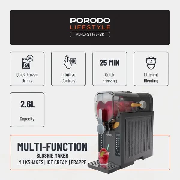 دستگاه یخ‌در‌بهشت‌ساز چندکاره پرودو مدل Porodo Lifestyle Multi‑Function Slushie Maker — تصویر ۲