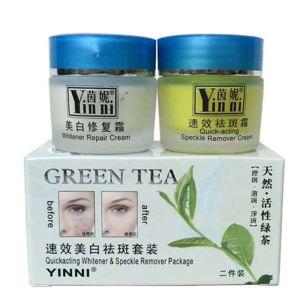 کرم های ضد لک و سفید کننده دو قلو رایحه چای سبز یینی YINNI