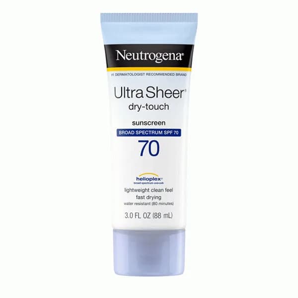 ضد آفتاب اولترا شیر نوتروژنا Neutrogena Ultra Sheer بی رنگ SPF 70