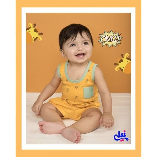 شورت پادار پسرانه نوزادی نیلی طرح ZOO — تصویر ۳