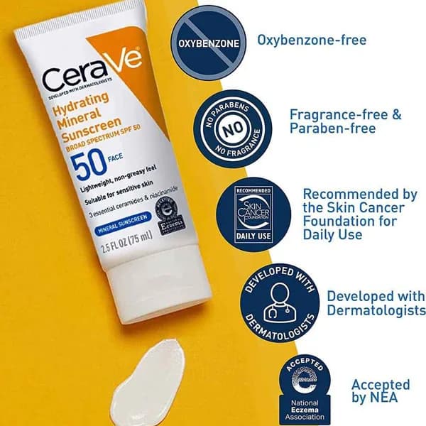 کرم ضد آفتاب مینرال آبرسان سراوی SPF50 حجم 75 میل — تصویر ۳