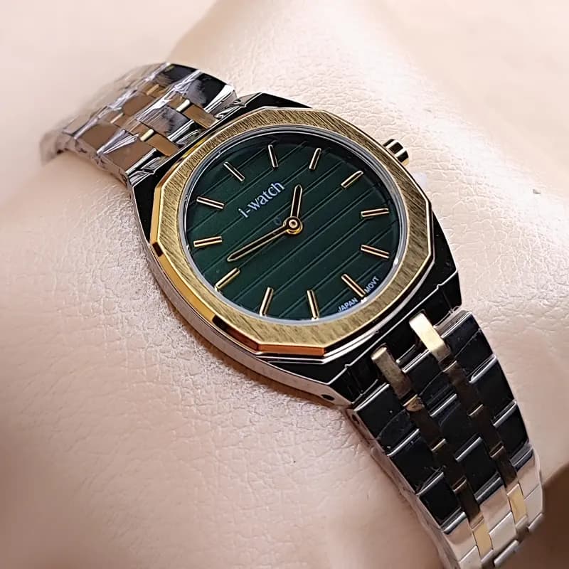 ساعت مچی زنانه آی واچ اورجینال ژاپن طلایی نقره ای سبز مدل 190296L — تصویر ۵
