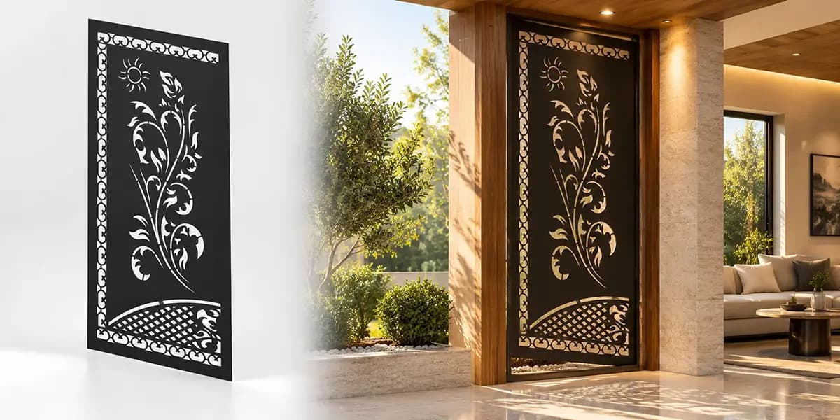 فایل برش پنل فلزی طرح شاخه و برگ کد ۲۱۶۶۰