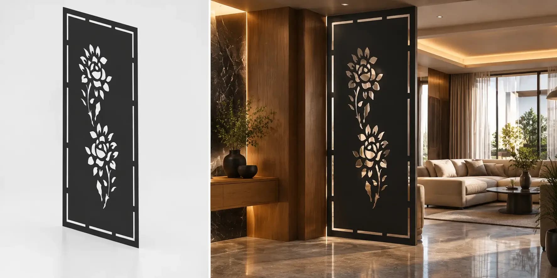 فایل برش پنل فلزی طرح مینیمال گل رز کد ۲۱۹۱۱