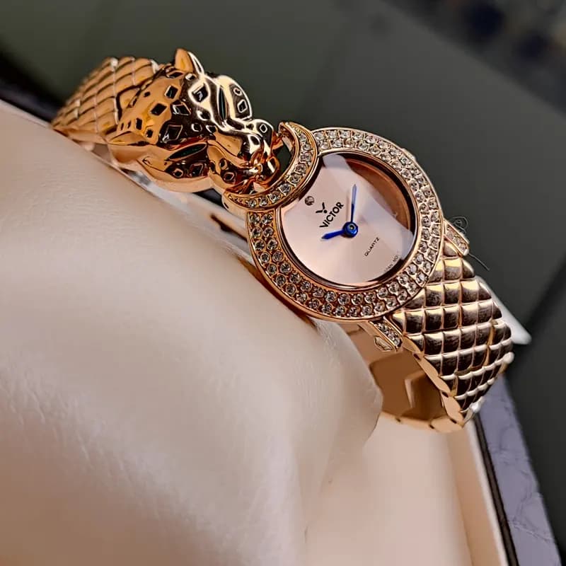 ساعت مچی زنانه ویکتور فرانسه اورجینال سلطنتی رزگلد مدل V5726 — تصویر ۵