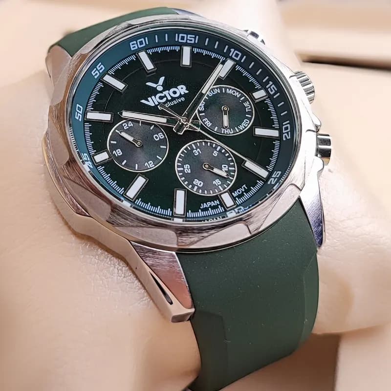 ساعت مچی مردانه ویکتور فرانسه اورجینال سبز مدل V5804 (سه موتوره) — تصویر ۶