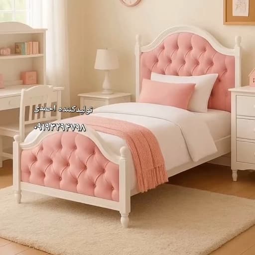 تخت خواب دخترانه نوجوان کلاسیک مبلمان فرنا مدل 1144047