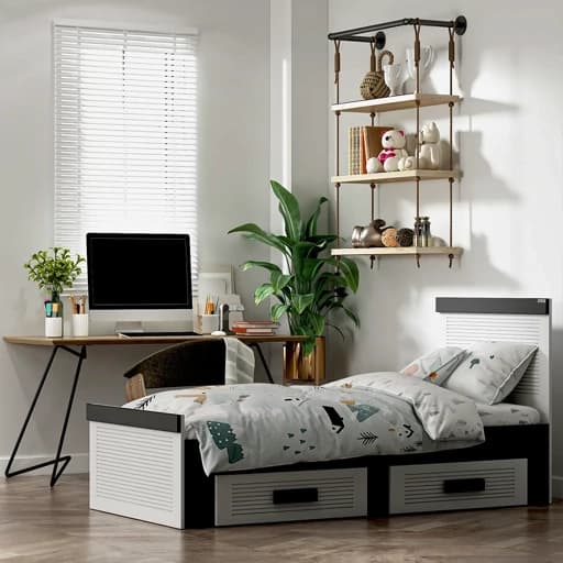 تخت خواب نوجوان مدل FH904 سایز 80×180 سانتی متر مبلمان فرنا مدل 1144039