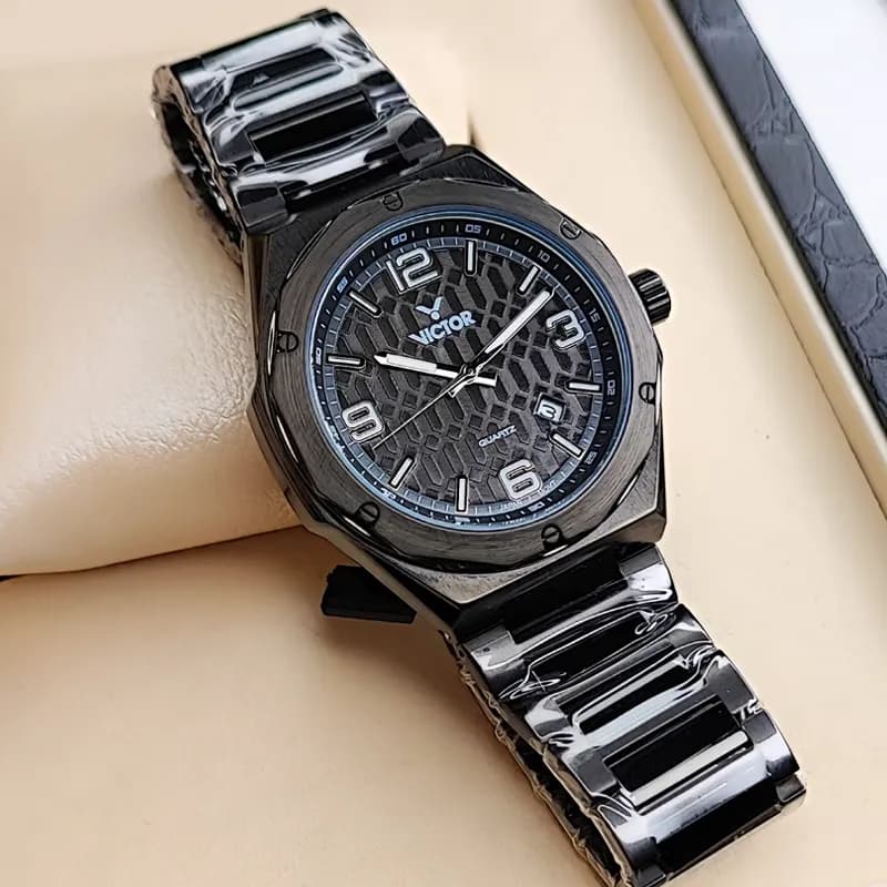 ساعت مچی مردانه ویکتور فرانسه اورجینال مشکی مدل v5650 — تصویر ۷