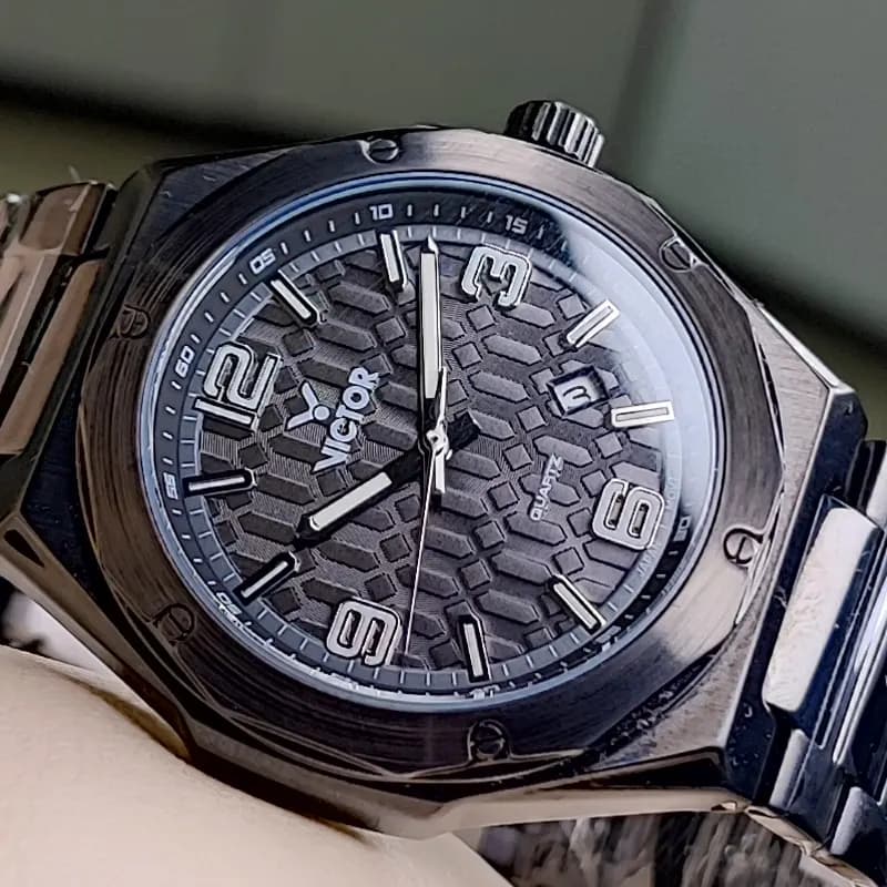 ساعت مچی مردانه ویکتور فرانسه اورجینال مشکی مدل v5650 — تصویر ۶