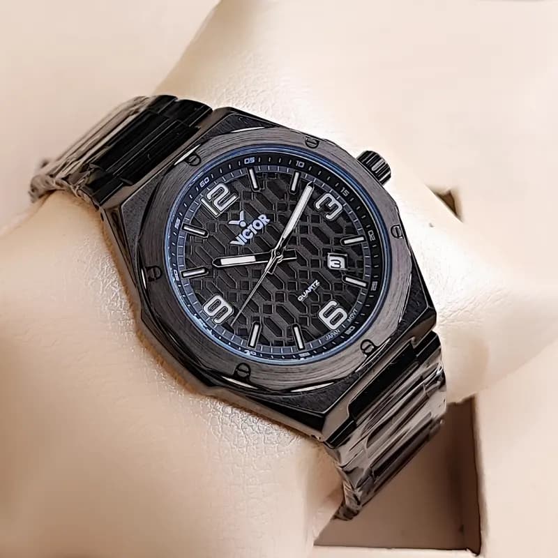 ساعت مچی مردانه ویکتور فرانسه اورجینال مشکی مدل v5650 — تصویر ۳