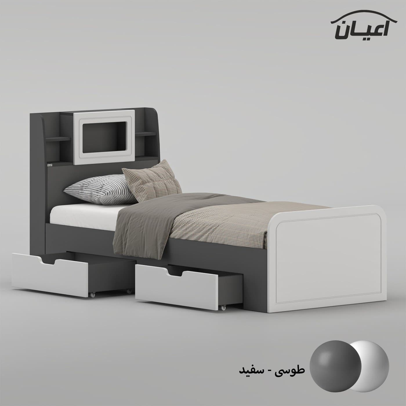 تخت خواب ملامینه یک نفره مدل FH981 سایز 90×200 سانتی متر مبلمان فرنا مدل 1143965 — تصویر ۲