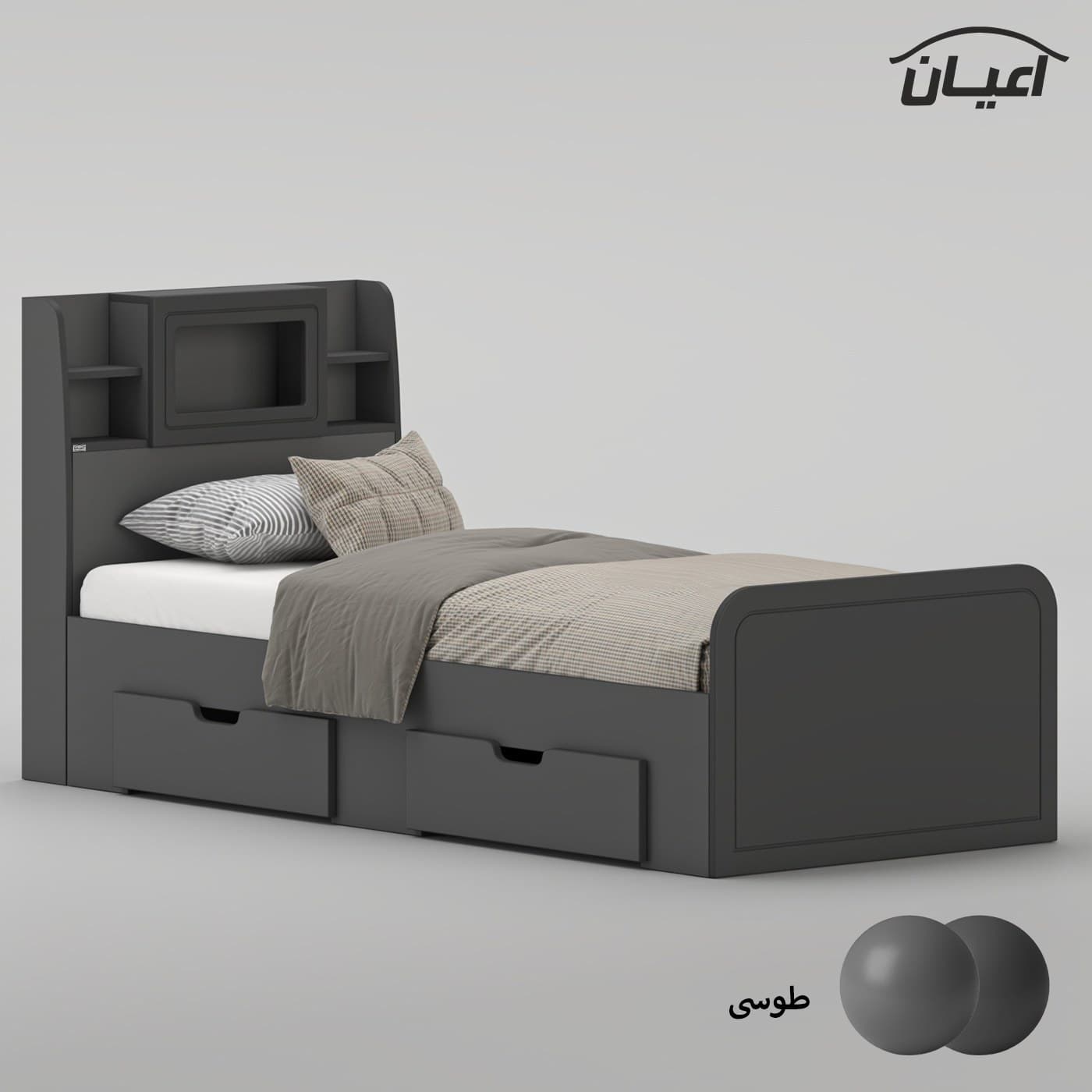 تخت خواب ملامینه یک نفره مدل FH981 سایز 90×200 سانتی متر مبلمان فرنا مدل 1143965 — تصویر ۳