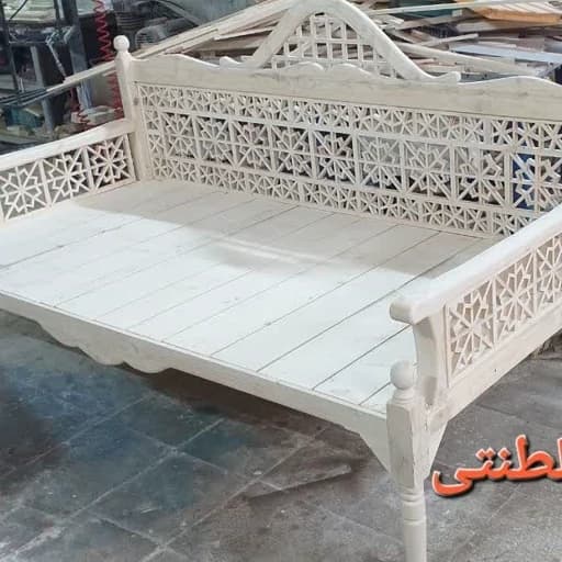 تخت چوبی سنتی طرح سلطنتی.خام. هزینه ارسال بصورت پس کرایه مبلمان فرنا مدل 1143936