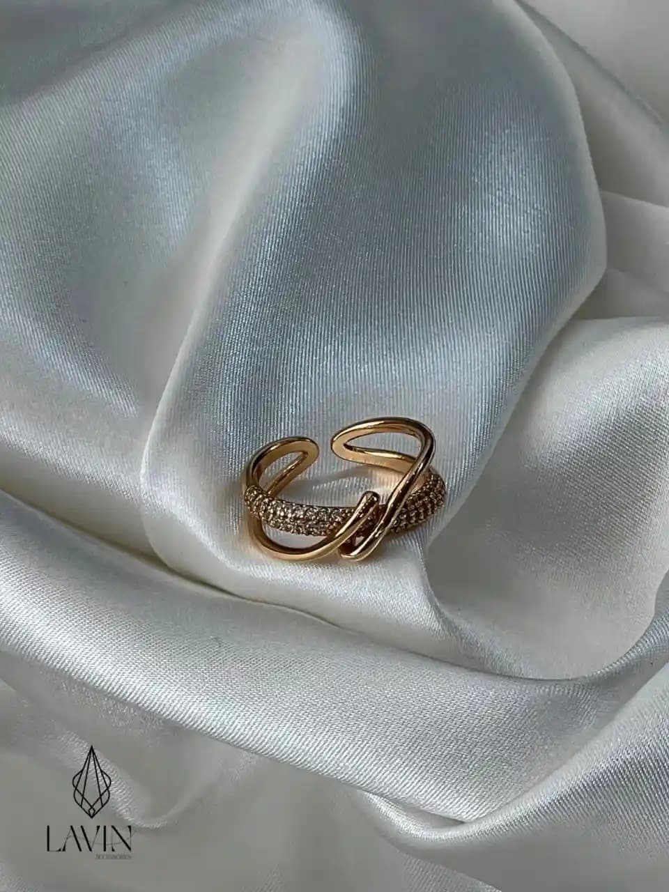انگشتر منحنی نگین‌دار ژوپینگ کد 7418