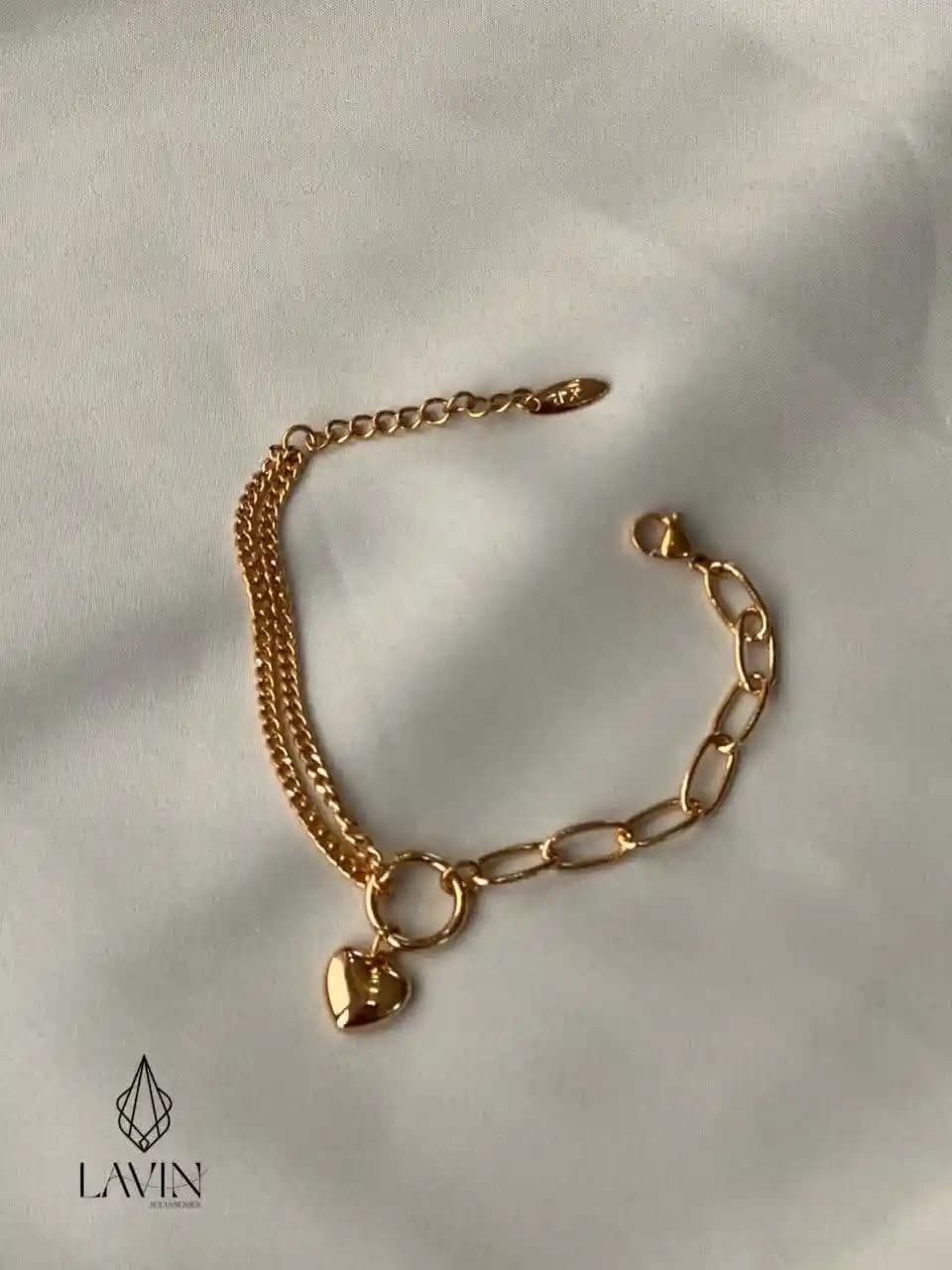 دستبند قلب دو زنجیره ژوپینگ کد 7462