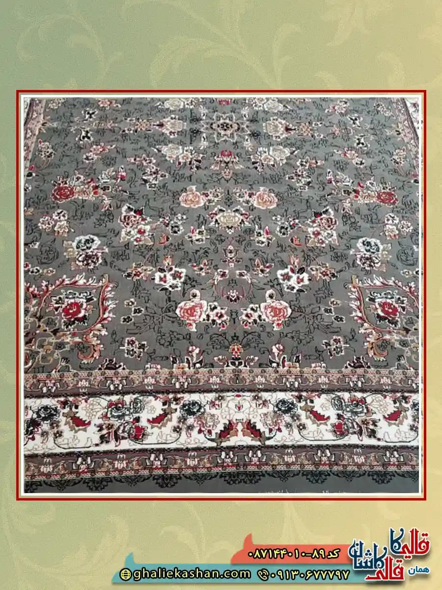 فرش ارزان طرح 700 شانه طرح افشان گیلدا رنگ طوسی فیلی کاشان — تصویر ۴